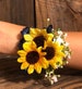 Navy blue and sunflowers wrist corsage Navy blue wedding Wrist corsage Sunflower wedding Fall wedding 