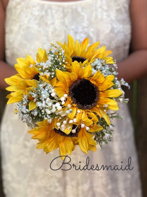 Sunflowers and Baby's Breath Bouquet Twine Handle and - Etsy UK