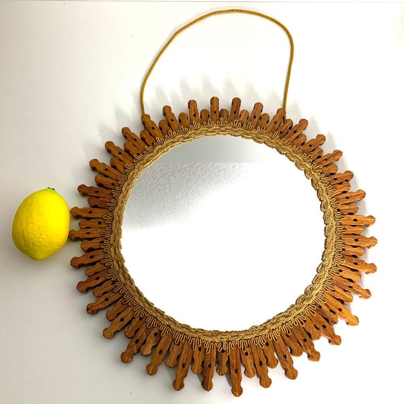 60s mirror round wall mirror clothespin mirror Etsy