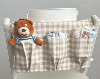 Stokke Tripp Trapp High Chair Storage Pocket: Neutral Checkered Organizer