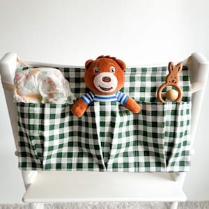 Storage Pocket Compatible with Stokke Tripp Trapp high chair, Neutral stokke cushion, Gingham highchair cushion , gingham baby seat cushion