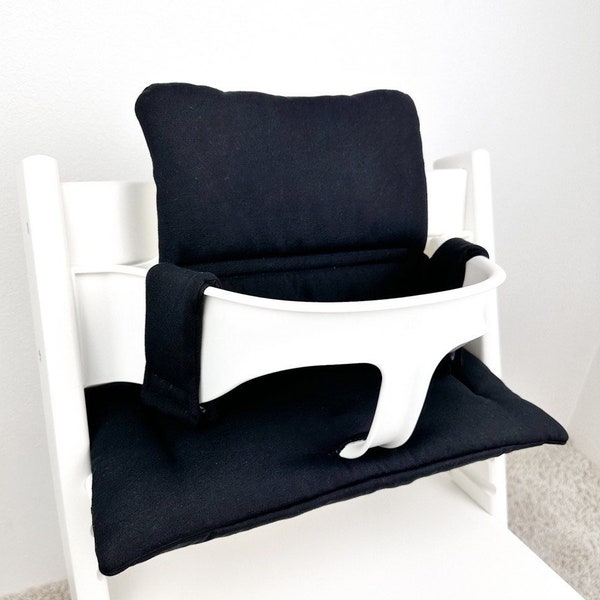 Coussin lavable compatible avec la chaise haute classique Tripp Trapp de Stokke, coussin noir