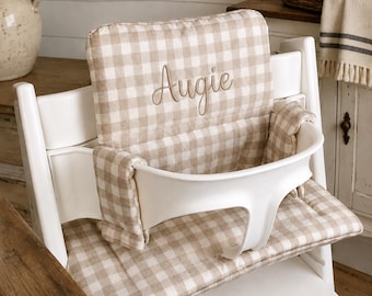 Stokke Tripp Trapp Cushion | Waterproof Gingham Baby High Chair Pad