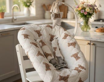 Stitched Muslin Cover for Tripp Trapp Newborn Set, Soft Baby Lounger Slipcover, Muslin Seat Cover Compatible with Stokke High Chair
