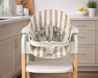 Mockingbird High Chair Cushion, Striped Waterproof Seat Pad, Baby High Chair Insert, Washable Cushion