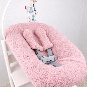 Överdrag till Stokke Tripp Trapp Newborn Set, Reservöverdrag till babysäng, Sherpa-sittdel, Kuddeöverdrag till barnstol pink