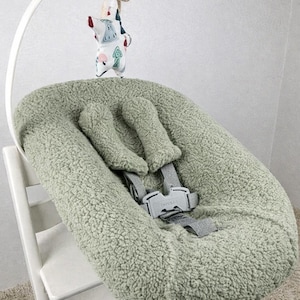 Överdrag till Stokke Tripp Trapp Newborn Set, Reservöverdrag till babysäng, Sherpa-sittdel, Kuddeöverdrag till barnstol olive