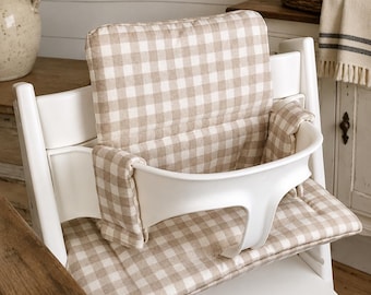 Stokke Tripp Trapp Cushion | Waterproof Gingham Baby High Chair Pad