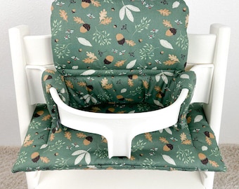 Organic Cotton Cushion Cover for Stokke Tripp Trapp High Chair | Leaf Bird Print