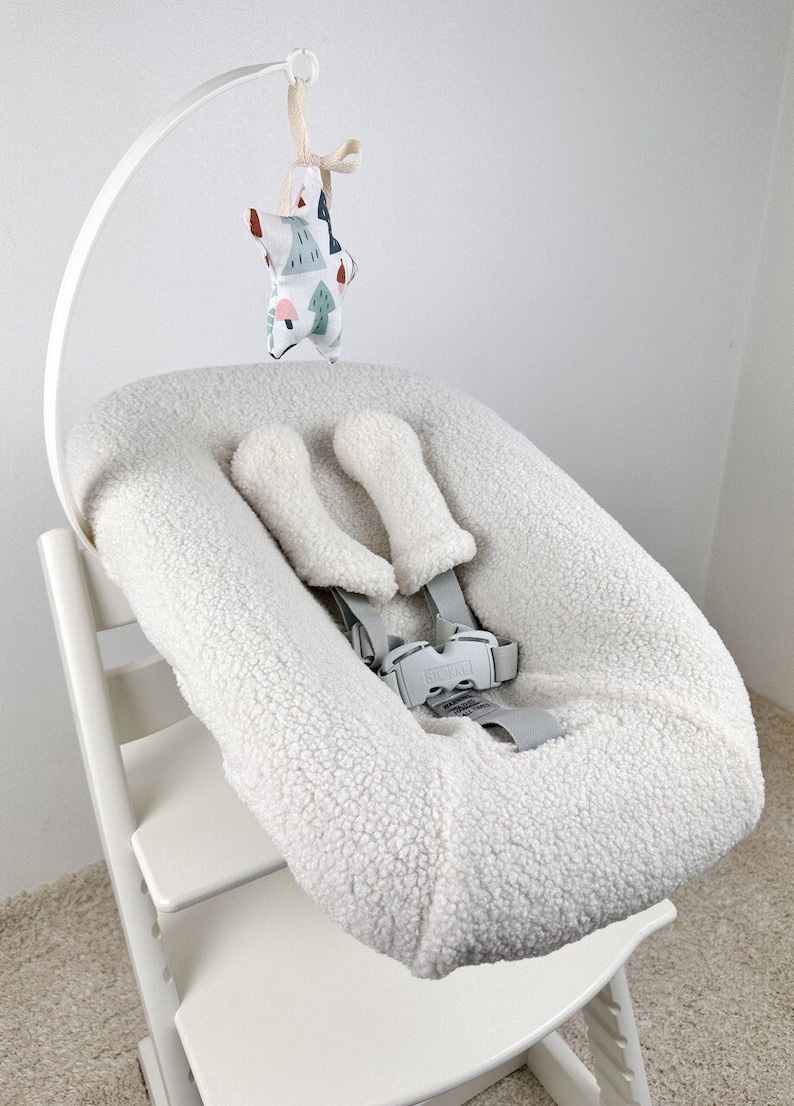 Överdrag till Stokke Tripp Trapp Newborn Set, Reservöverdrag till babysäng, Sherpa-sittdel, Kuddeöverdrag till barnstol cream