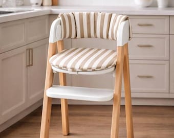 Mockingbird High Chair Cushion, Striped Waterproof Seat Pad, Baby High Chair Insert, Washable Cushion
