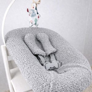 Överdrag till Stokke Tripp Trapp Newborn Set, Reservöverdrag till babysäng, Sherpa-sittdel, Kuddeöverdrag till barnstol gray