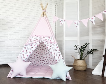 Gifts for kids , kids room decor , playroom decor , teepee kids , kids teepee tent , girls teepee , teepee with mat , personalized teepee