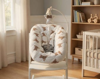 Muslin Cover for Tripp Trapp Newborn Set, Soft Baby Lounger Cover, Compatible Stokke High Chair Seat Cover, Newborn Cushion Slipcover