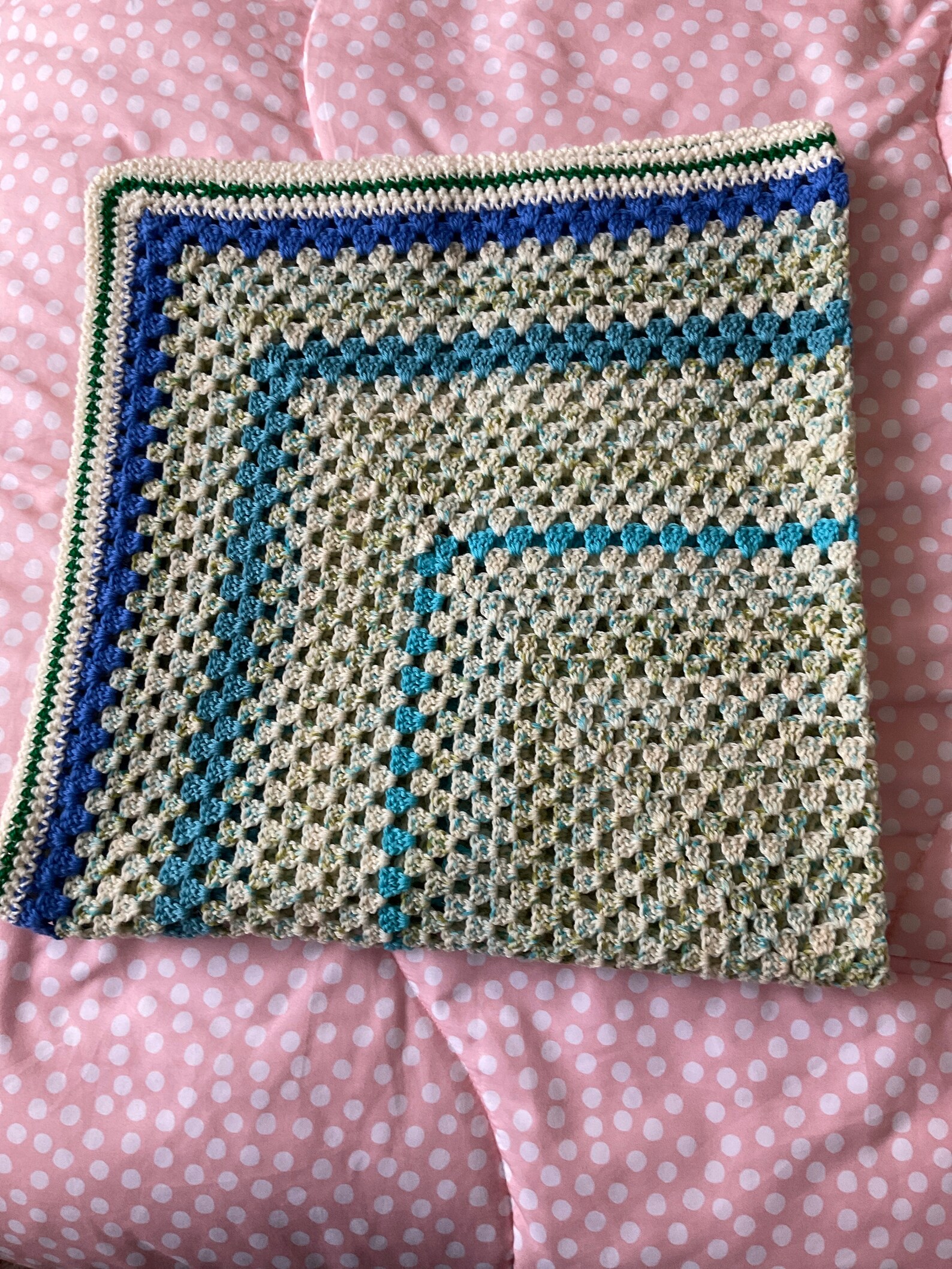 A beautiful spring green colour handmade crochet blanket | Etsy