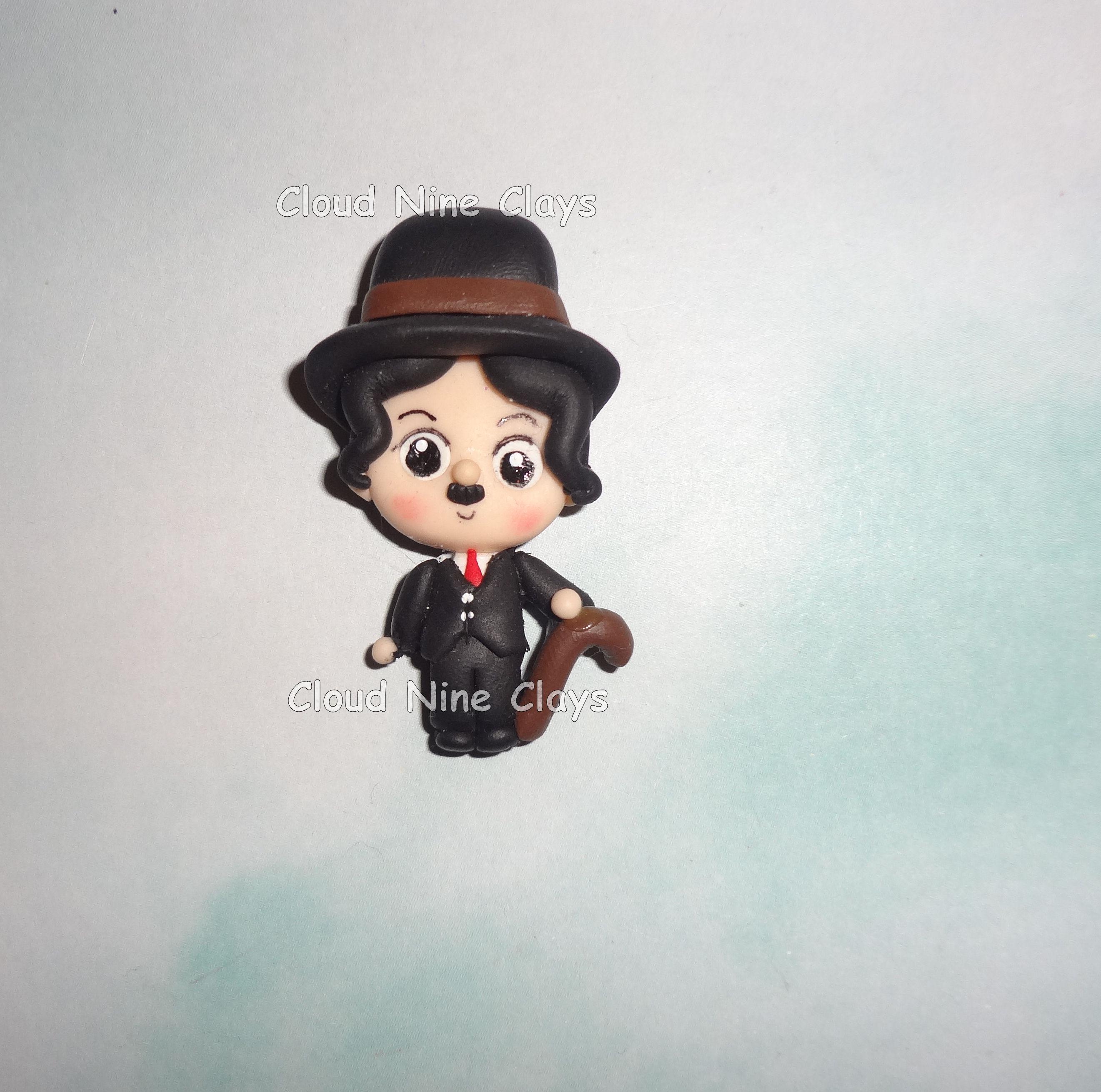 Charlie Chaplin man movie star clay doll flat back embellishment crafts lanyards bow center jewelry frames magnets key chains badge reels
