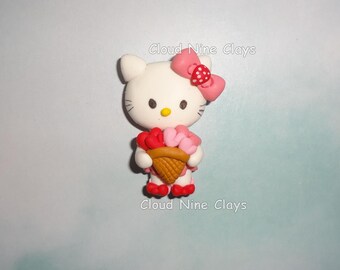 Kitty Valentine heart basket clay doll flat back key chain name tags embellishment lanyard crafts badge reel magnets keychains