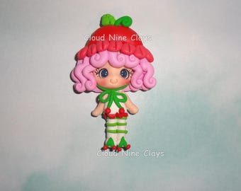 Strawberry friend cherry cuddler shortcake clay doll flat back embellishment craft lanyards badge name tag bow center jewelry frames