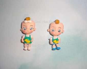 1 Twins Cartoon Character Girl Or Boy Clay Doll Flat Back Etsy Canada