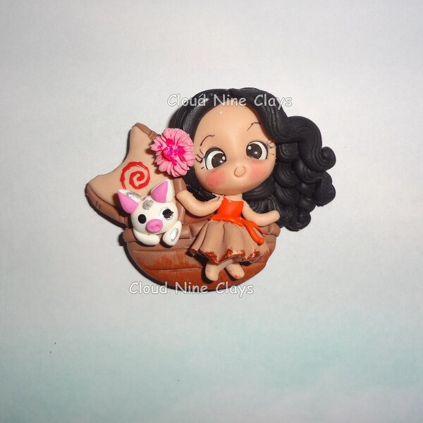 Hawaiian Hawaii Princess boat pig moana clay doll flat back bow center embellishment crafts lanyards frames cards badges frames jewelry