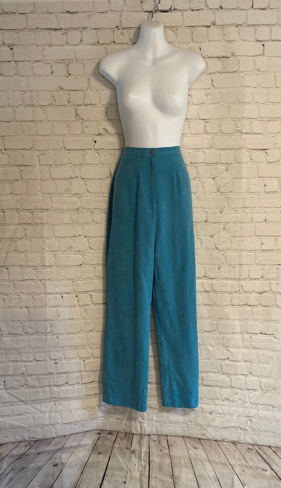 Vintage 70's/80's Blue Micro Suede pleated Trouser