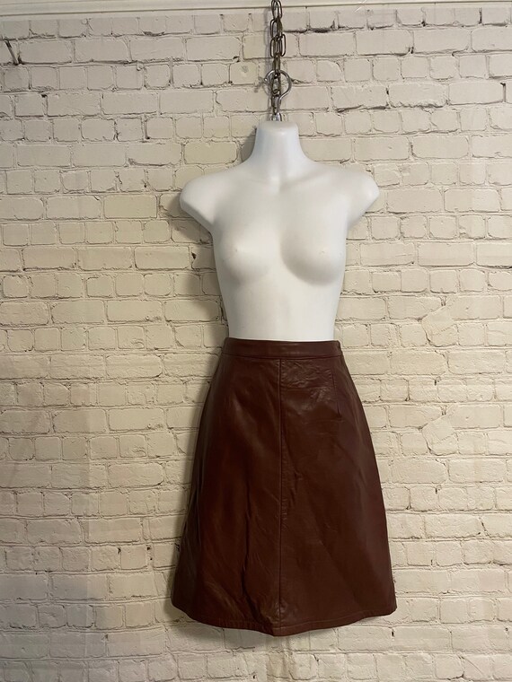 Vintage Brown Genuine Leather Skirt