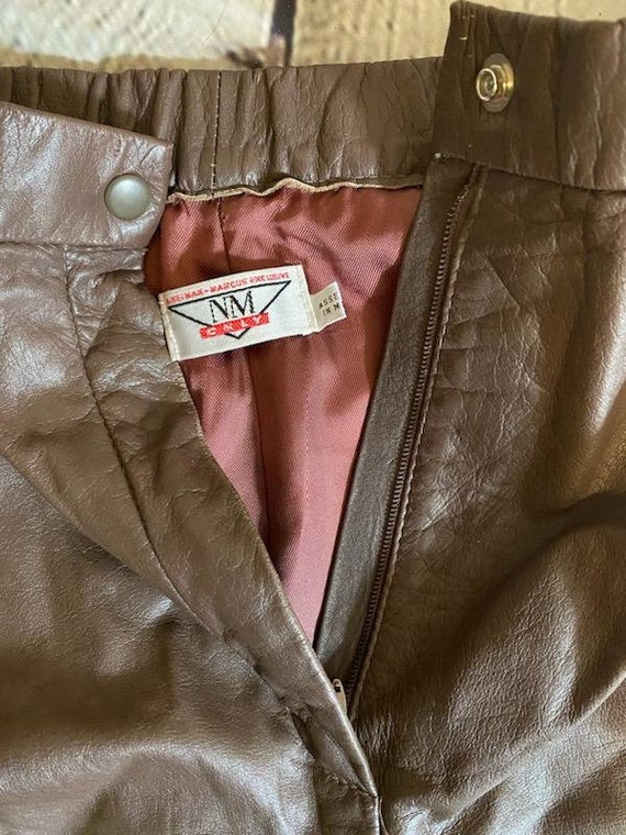 Vintage Retro 90's Leather Pants Pleated Straight… - image 3