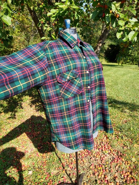 Vintage Plaid Shirt Jacket Men's L Women's XL Uni… - image 6