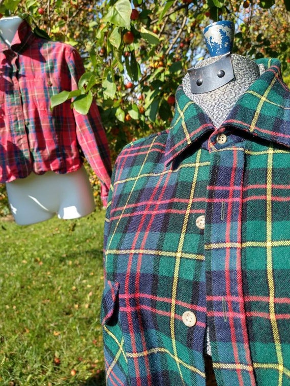 Vintage Plaid Shirt Jacket Men's L Women's XL Uni… - image 8