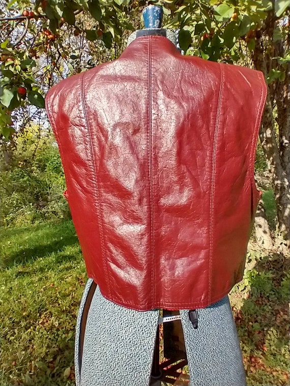 Vintage 70's Motorcycle Vest Women's M L Leather … - image 6