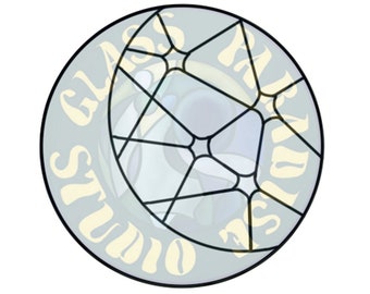 Moon & Stars Stained Glass Pattern JPG and PDF Digital File | Night Sky Suncatcher | Digital Pattern | Glass Art