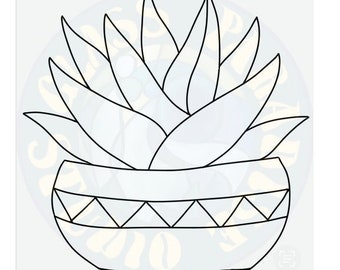 Potted Agave sun catcher pattern PDF digital file