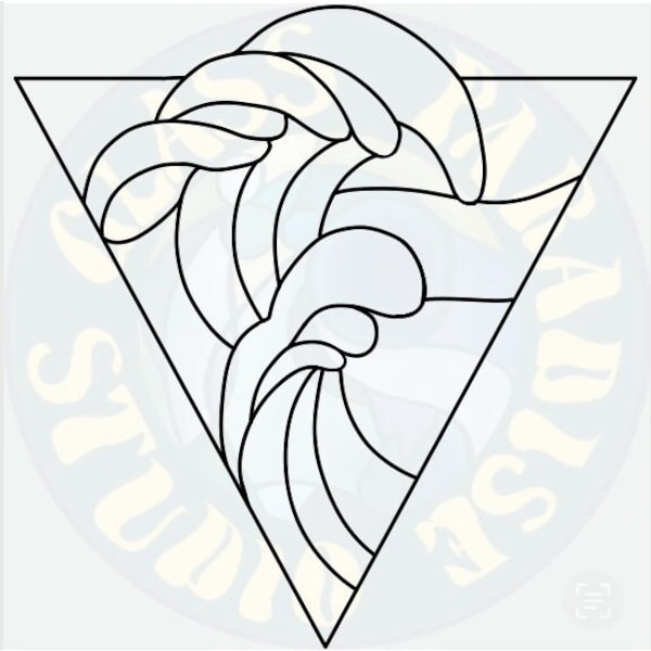 波型三角形のステンドグラス パターン PDF、png デジタル ファイル | ステンドグラスの太陽/月のサンキャッチャー | デジタル パターン