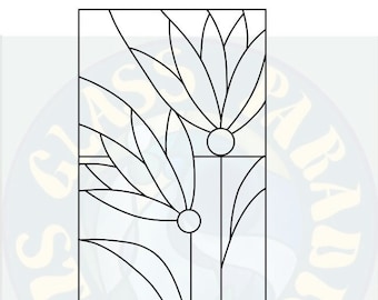 Padrão de vitral de flores retrô com 2 pacotes Arquivo digital PDF e PNG | Padrão digital