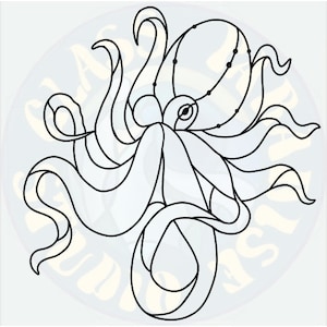 Octopus stained glass pattern PDF digital file/2 versions