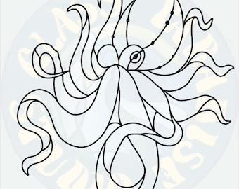 Octopus stained glass pattern PDF digital file/2 versions