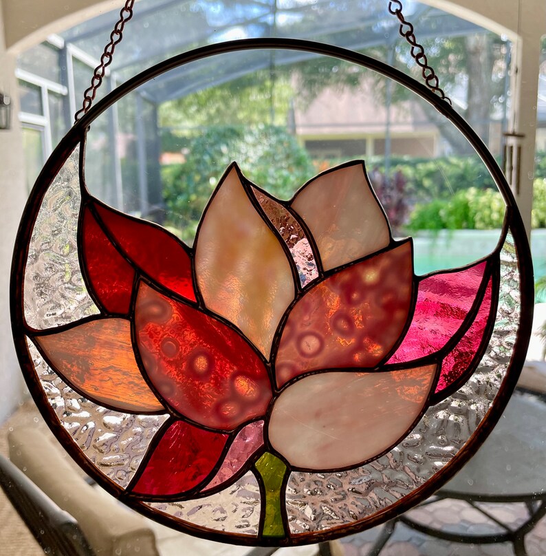 Lotus Blossom Stained Glass Pattern PDF Digital File - Etsy