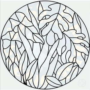 Just Plants stained glass pattern PDF digital file, circle and square patterns included