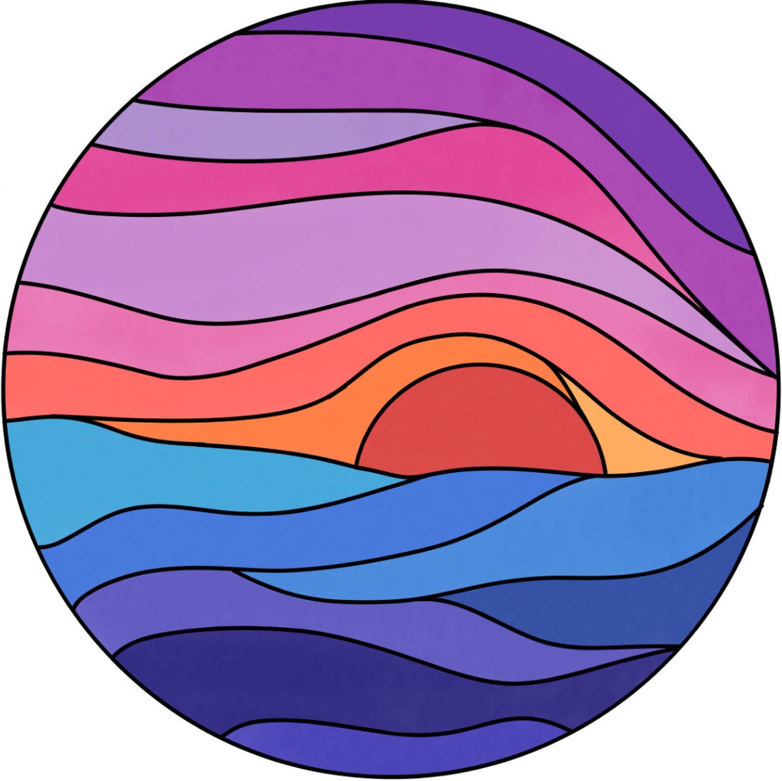 Colorful Sunset Stained Glass Pattern PDF Psd Png Jpg - Etsy