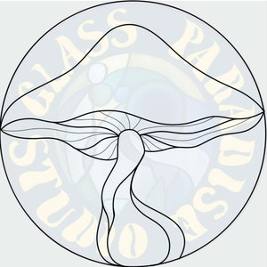 Single Mushroom stained glass pattern PDF, jpg, psd, PNG digital file