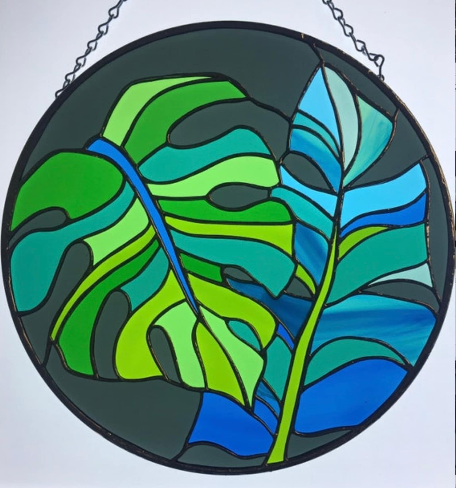 Monstera Leaves Stained Glass Pattern PDF Digital File Etsy