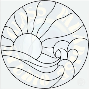 Sun & Wave Stained Glass Pattern PDF, PNG Digital File |  Stained Glass Suncatcher | Digital Pattern