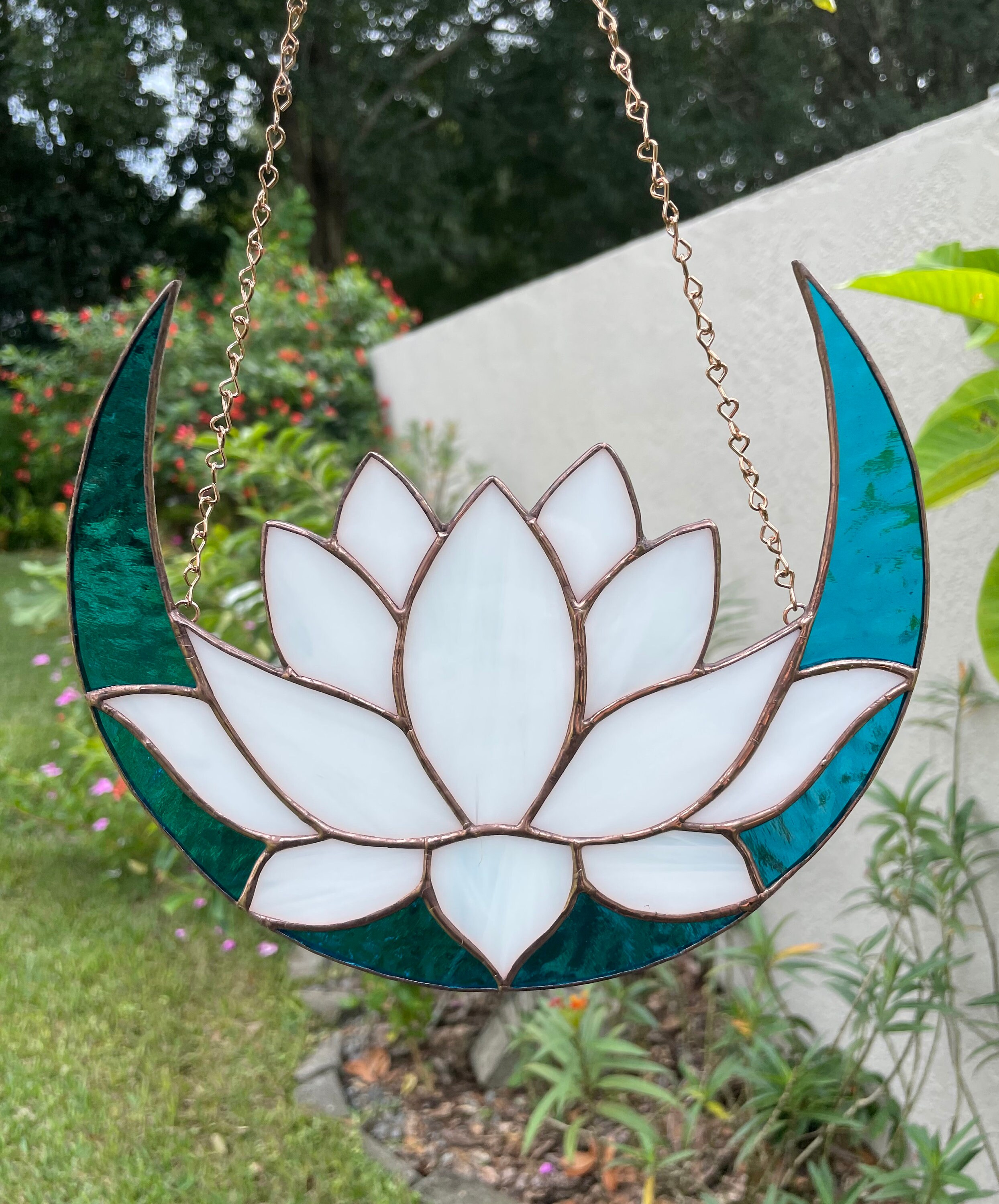 Lot de 6 pendentifs en perles de lotus pour décoration de fenêtre, attrape- soleil en