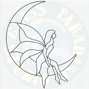 Fairy Stained Glass Pattern PDF Digital File and reinforcement instructions file| Stained Glass Sun catcher | Digital Pattern
