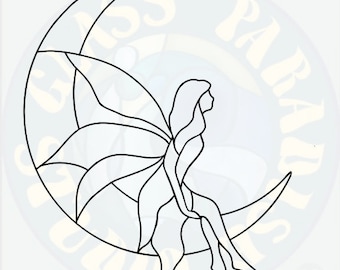 Fairy Stained Glass Pattern PDF Digital File and reinforcement instructions file| Stained Glass Sun catcher | Digital Pattern