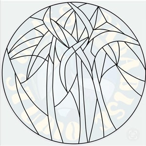 Abstract Palm stained glass pattern PDF digital file