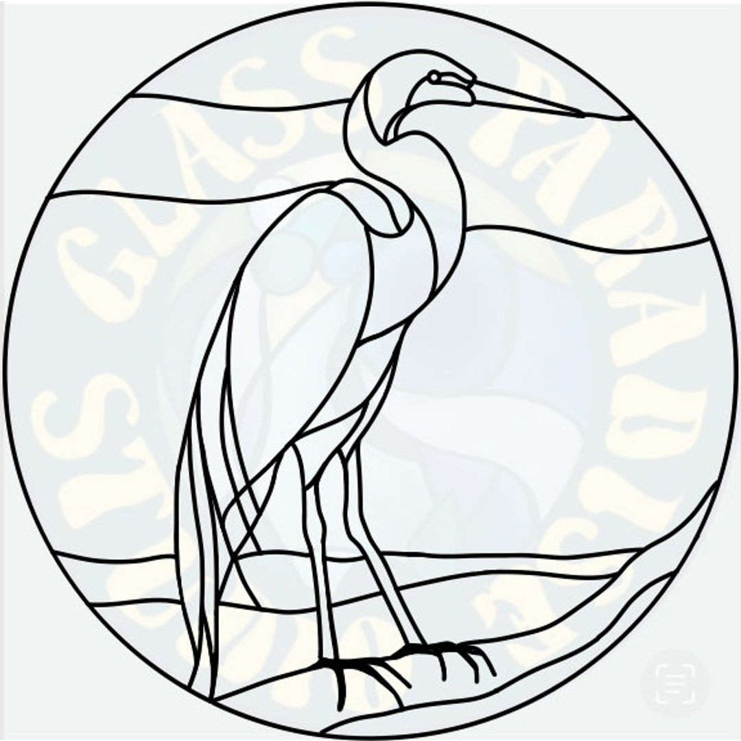 Egret Stained Glass Pattern PDF Digital File - Etsy