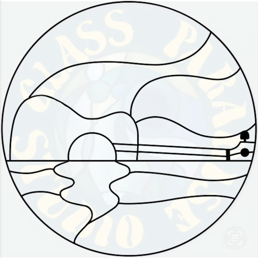 Guitar Sunset Stained Glass Pattern PDF, PNG Digital File Etsy
