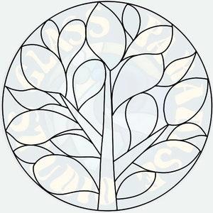 Tree II stained glass pattern PDF, PNG digital file