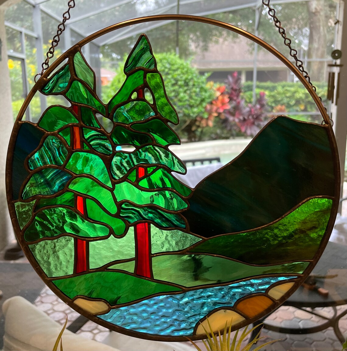 Forest Stream Stained Glass Sun Catcher Etsy